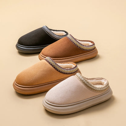 Men's Plush Slippers for Winter Thick Fuzzy Indoor House Shoes with Lightweight EVA Sole, Cozy Warm Slippers for Fall and Winter