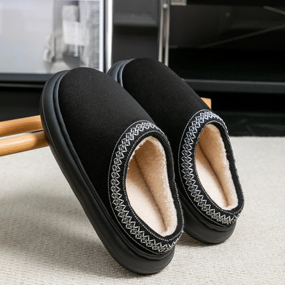 Men's Plush Slippers for Winter Thick Fuzzy Indoor House Shoes with Lightweight EVA Sole, Cozy Warm Slippers for Fall and Winter